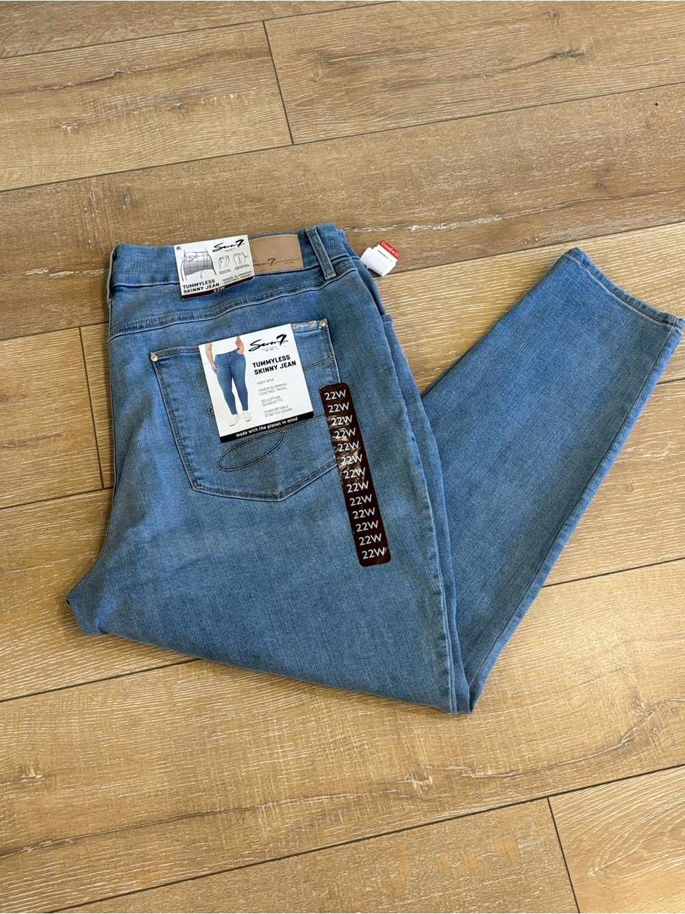 Seven7 Tummyless Skinny Jeans Plus Size 22W High Rise Blue Denim